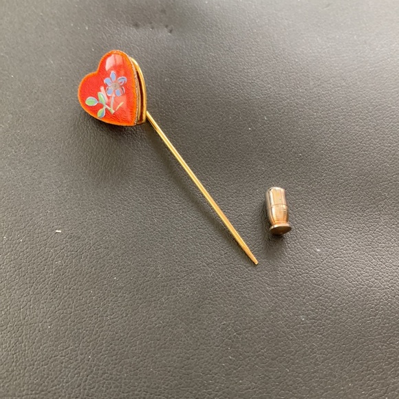 Vintage Floral Heart Locket Stick Pin - Picture 3 of 9